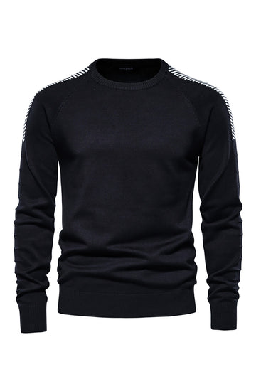Men's Black Crewneck Pullover Casual Sweater